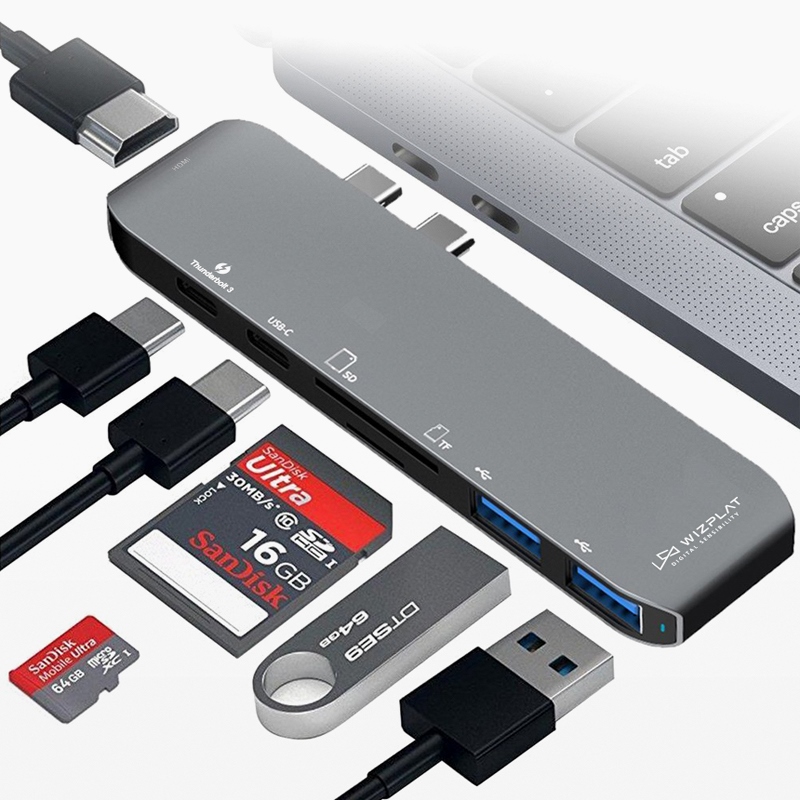 위즈플랫 알루미늄 USB C타입 멀티 허브 for MacBook Pro & Air