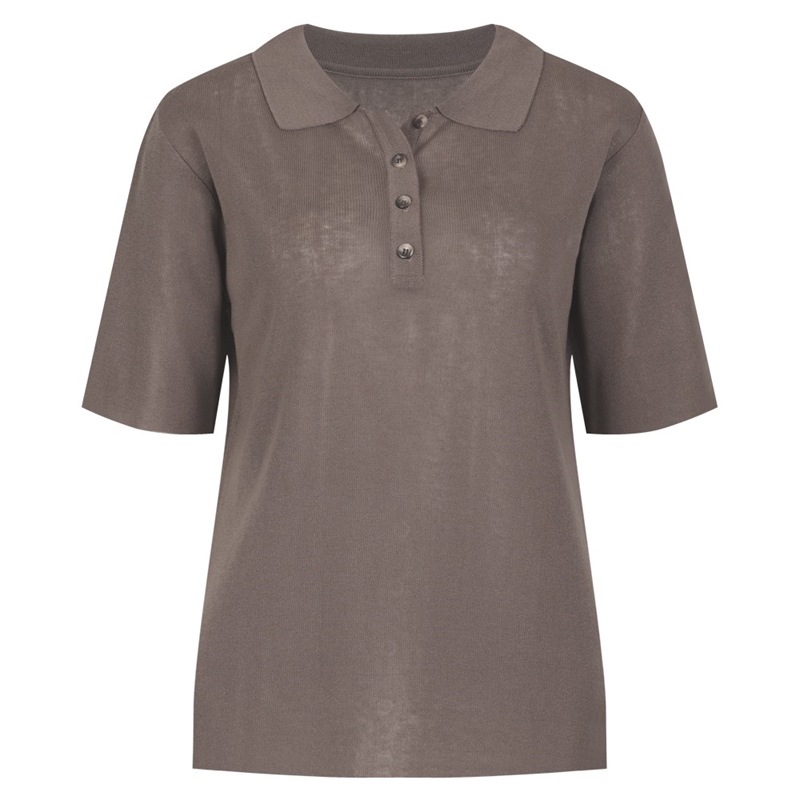 베니 카라 국산 반팔 단추 티셔츠 BOM-WKN-0464-브라운