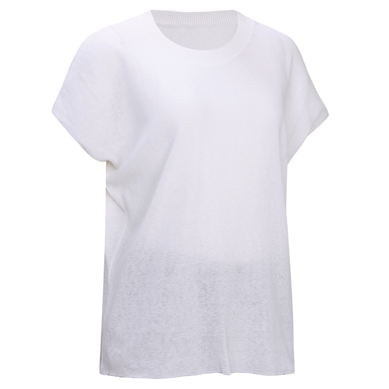 가오리 라운드 여름 여성 니트 티셔츠 BOM-WKN-0155-아이보리