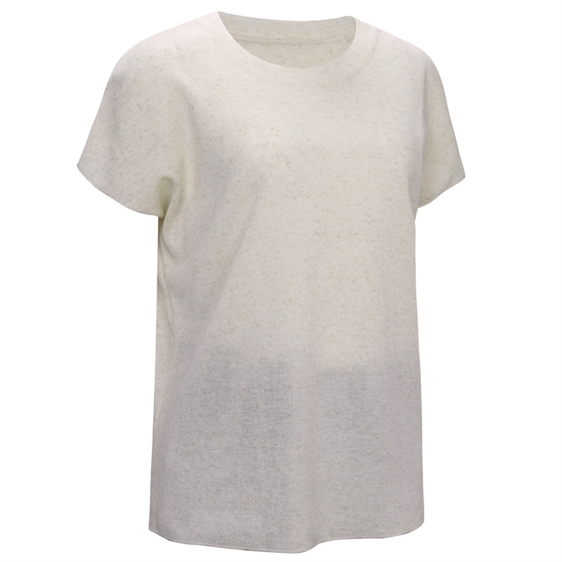 가오리 라운드 여름 여성 니트 티셔츠 BOM-WKN-0155-오트밀