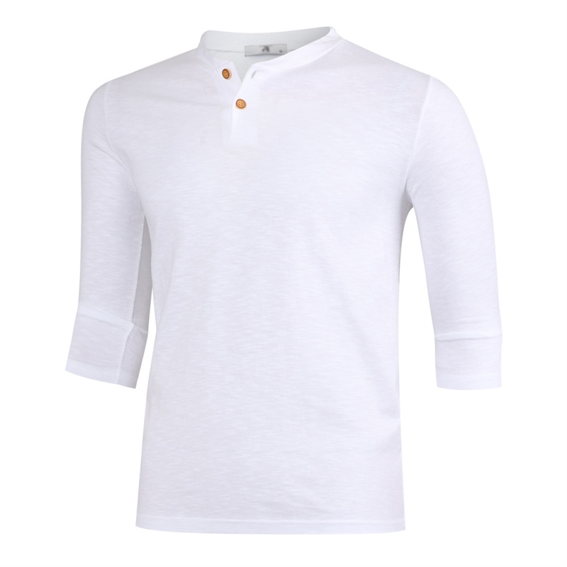 남자 국산 7부 헨리넥 티셔츠 LM-TSA7-RI4-흰색