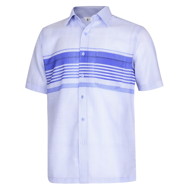 남성 국산 여름 반팔 카라넥 남방 셔츠 WG-SHH-151-블루