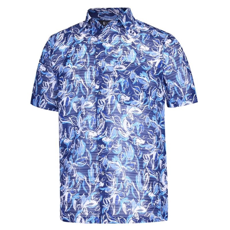 남성 국산 여름 반팔 카라넥 남방 셔츠 WG-SHH-143-블루