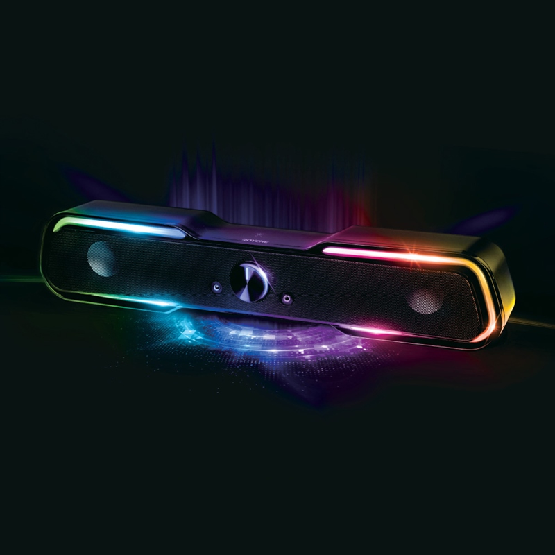 2채널 멀티미디어 RGB 레인보우 LED 게이밍 사운드바 스피커