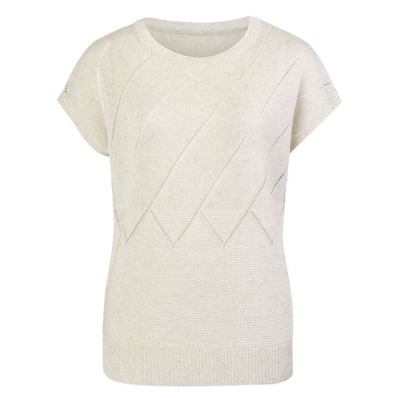 여성 여름 니트 캡소매 티셔츠 BOM-WKN-0267-오트밀