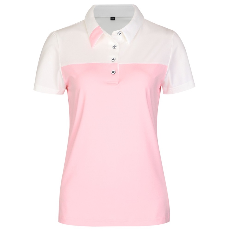 배색 여성 골프 테니스 레포츠 카라 반팔 티셔츠 NE-WSH-W603-핑크