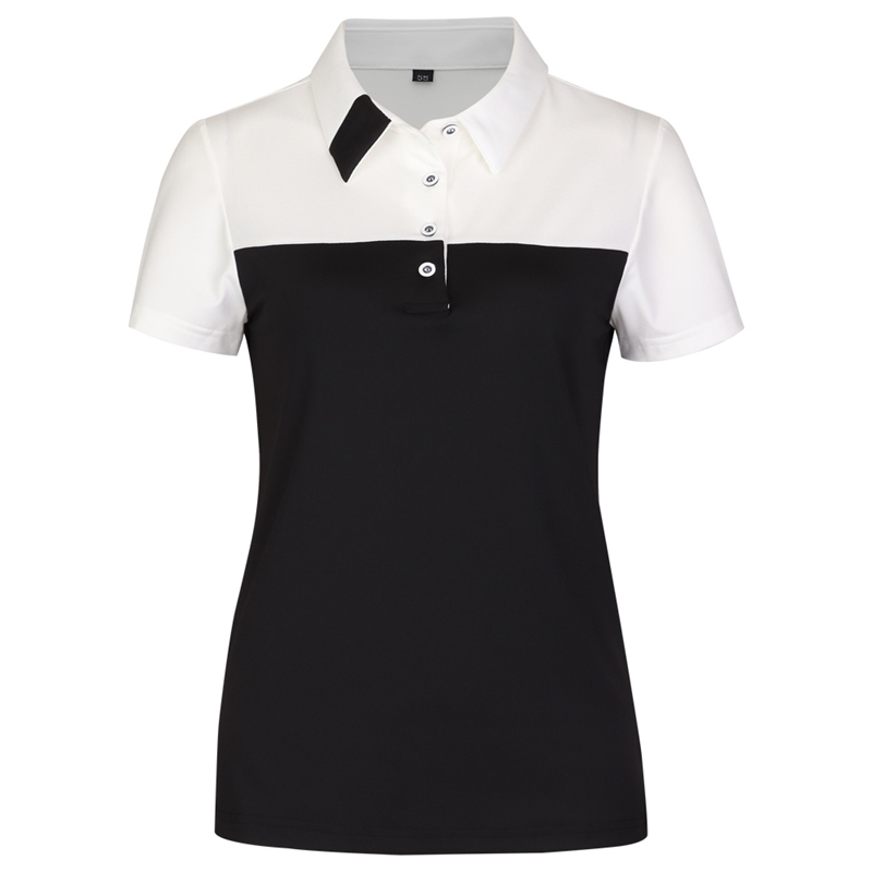 배색 여성 골프 테니스 레포츠 카라 반팔 티셔츠 NE-WSH-W602-블랙