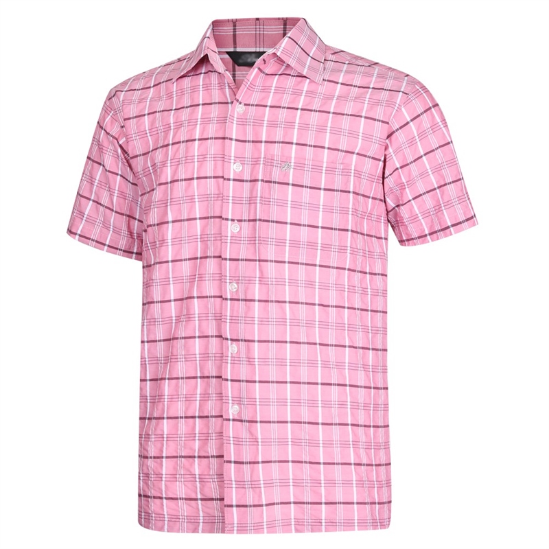 남성 여름 캐주얼 체크 포켓 반팔 남방 셔츠 SI-SHH-SA8-핑크