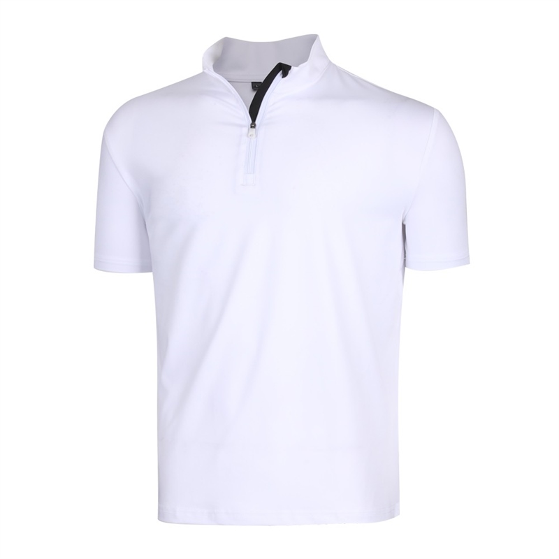 남성 베이직 하이넥 반집업 반팔 티셔츠 MJ-TSH-IN1-흰색