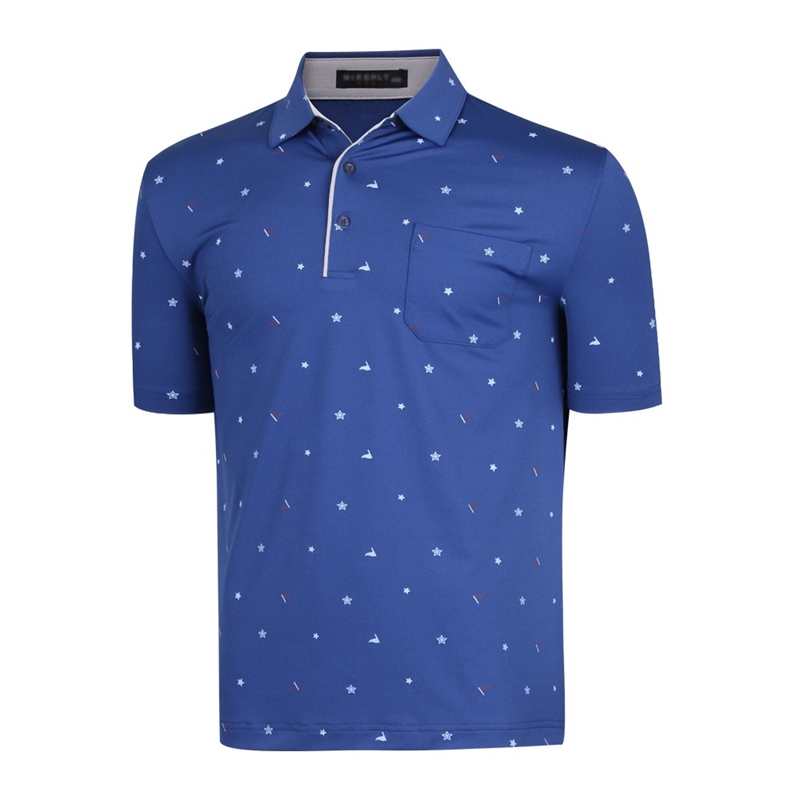 남성 캐주얼 패턴 반팔 카라 티셔츠 LM-KAH-B604-블루