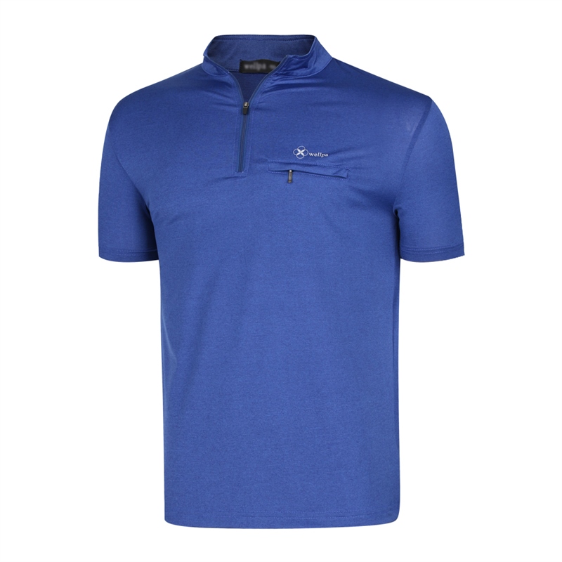 남성 베이직 반집업 반팔 등산 티셔츠 MB-MOH-WE2-블루