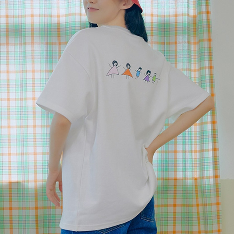 굿네이버스 남녀공용 오버핏 스윗 프렌즈 & 홈 반팔 티셔츠